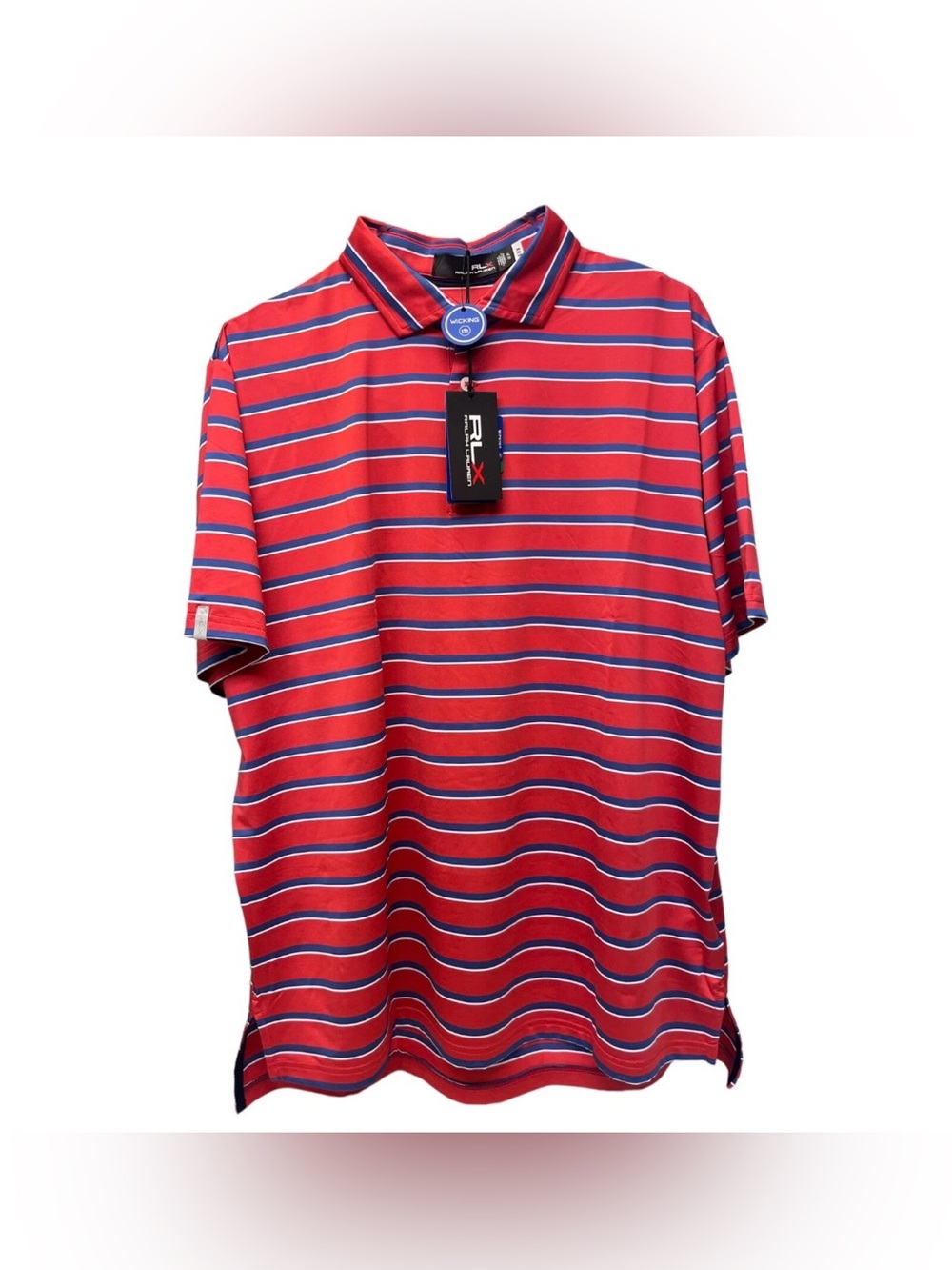 RLX Ralph Lauren Red, Blue and White Striped Golf Polo Size S